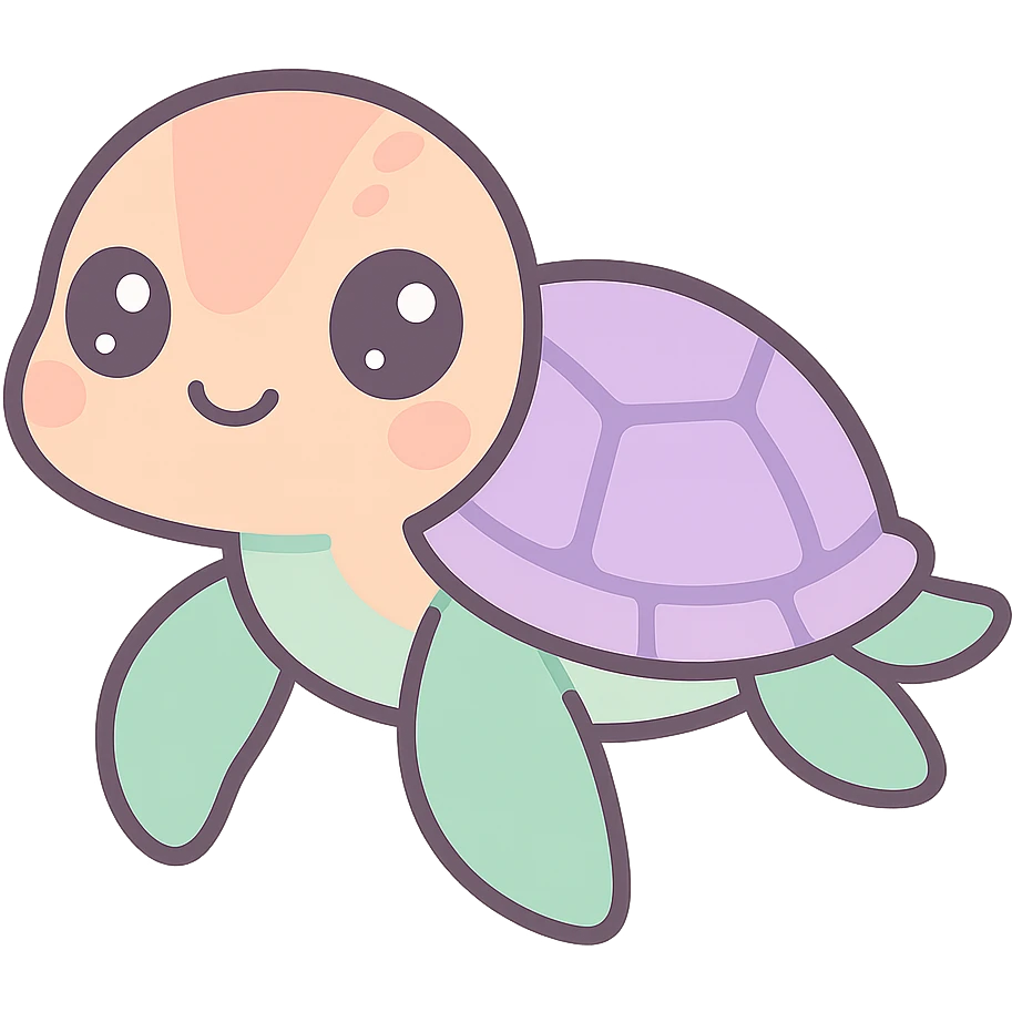 cute hawksbill turtle, big eyes, soft colors emoji