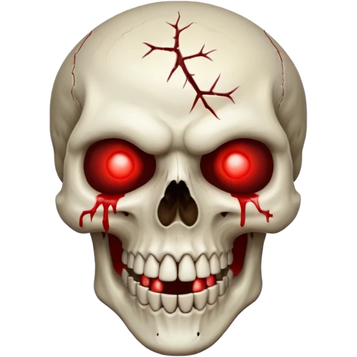 Bleeding skull with glowing red eyes and a sinister smile emoji