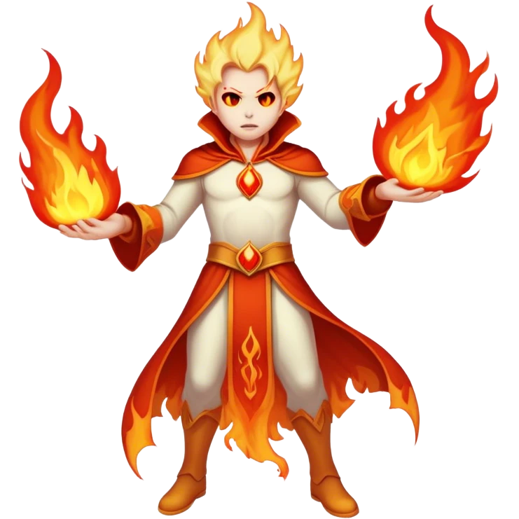 A fiery phantom hero with the ability to phase through objects and summon flames from the spirit realm. emoji