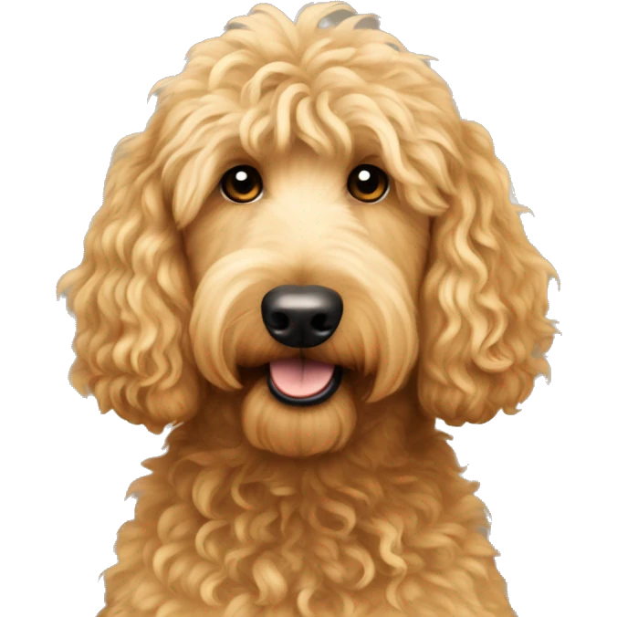 golden doodle with curly mullet emoji