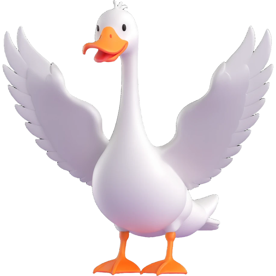 a goose flying with wings spread wide emoji