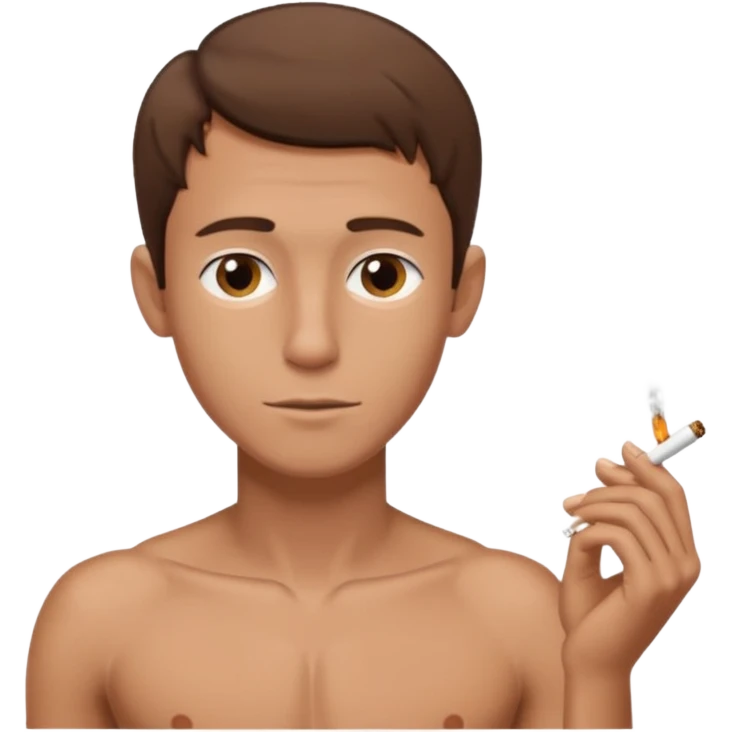 Shirtless thin man with a cigarette and short brown hair emoji