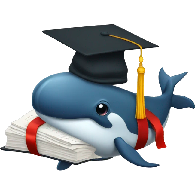 A whale with a scholar degree  emoji