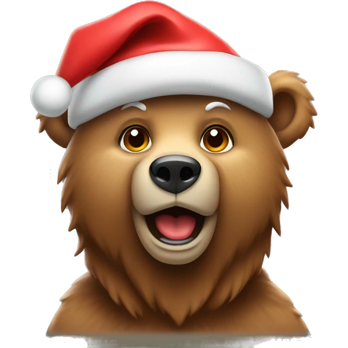 A bear with a Santa claws hat emoji