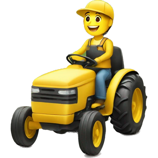 a happy person driving yellow tractor emoji