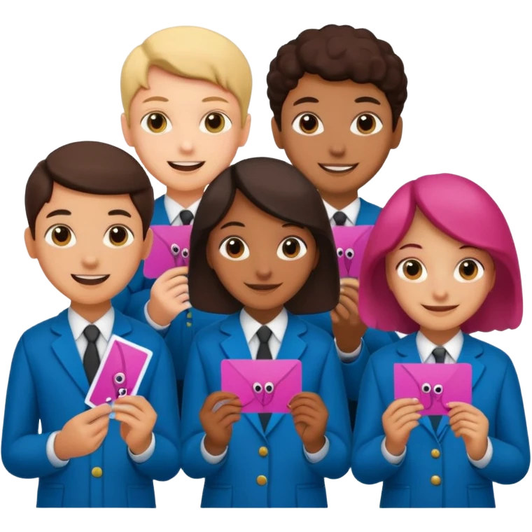 A group of school children finding Squid Game business cards in their school emoji