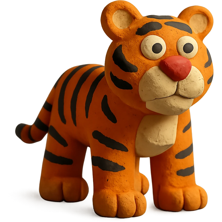 claymation style tiger emoji