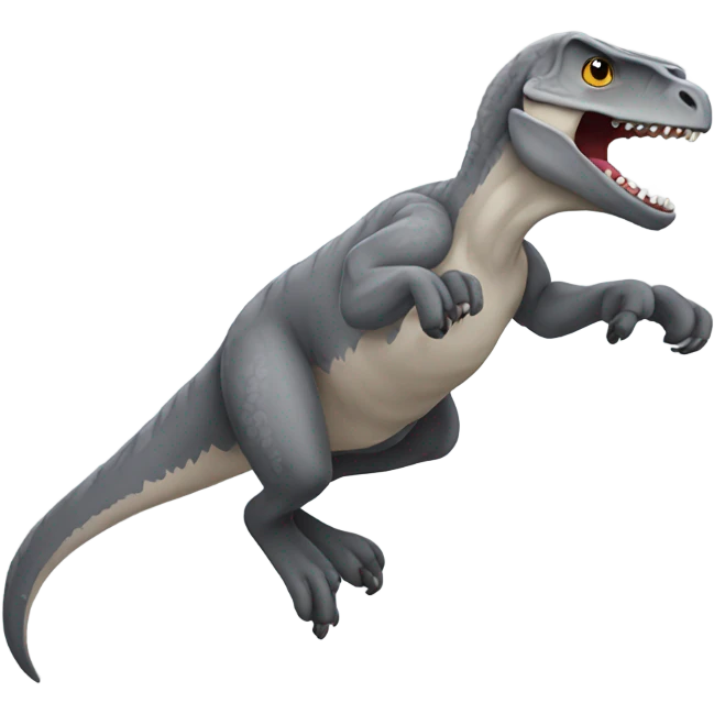 Gray raptor jumping emoji