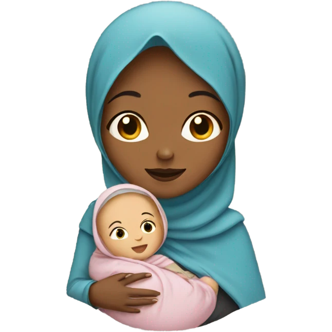 Woman with hijab holding baby  emoji