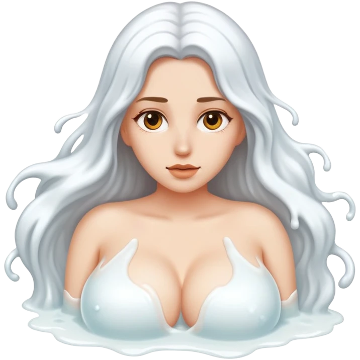девушка с огромными сиськами до пола, вся в белой жиже emoji