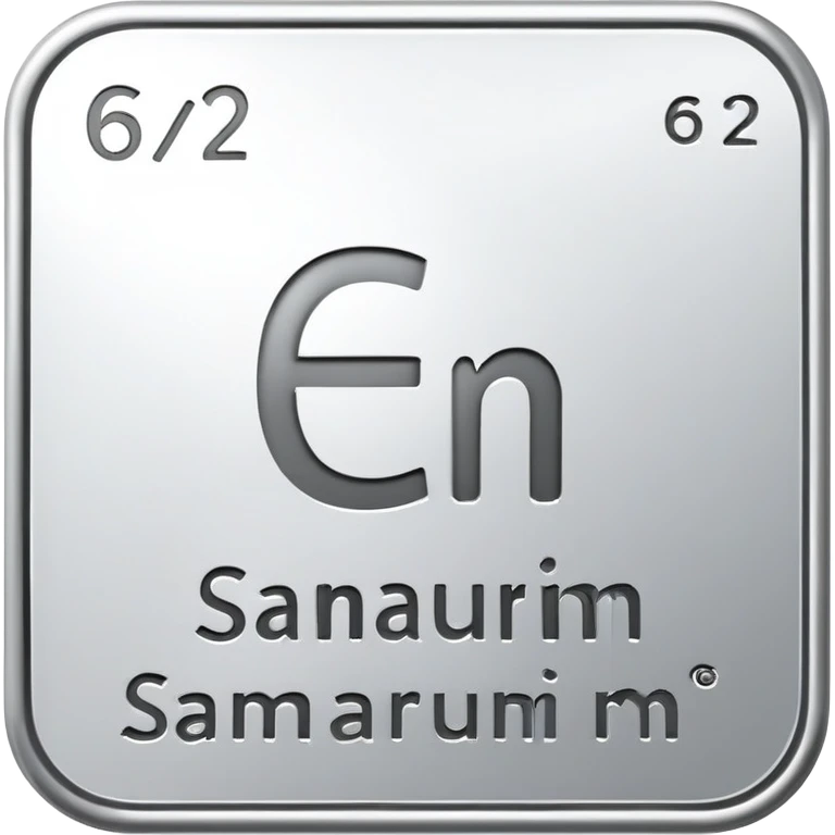 samarium element, rare earth metal, silvery white metal, chemical element Sm, atomic number 62 emoji