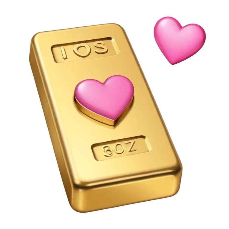 gold bar in pink, with a heart emoji