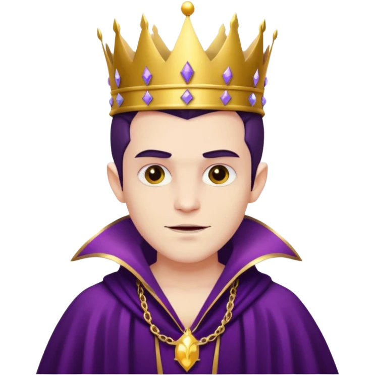 Vampire King, Young vampire king in purple robe, wearing a crown, confident smirk. emoji