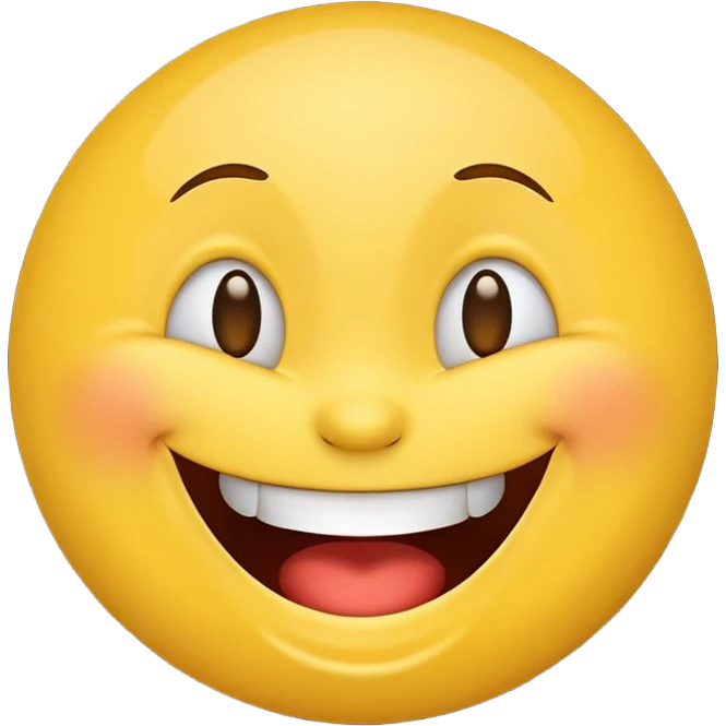 Emoji, yellow round laughing face, wide smile emoji