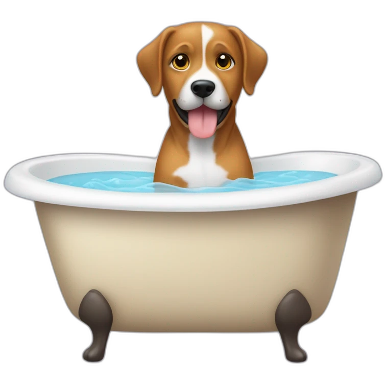 Eine und ein Hund in der Badewanne emoji