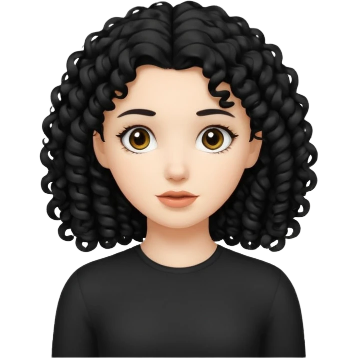 White girl with black curly hair emoji