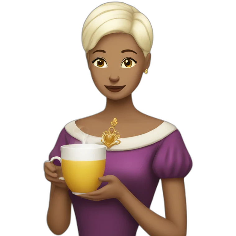 bald queen drinking tea emoji