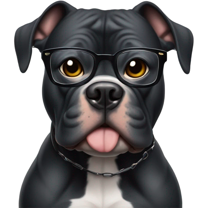 99% Black American Bully with nerd glasses emoji