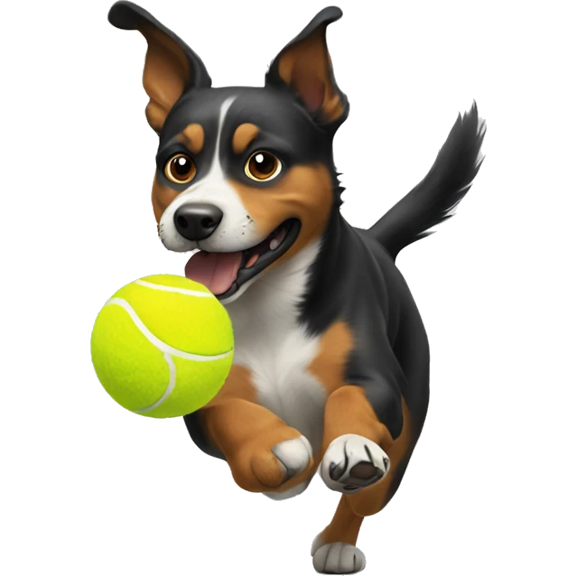 Dog chasing a tennis ball emoji