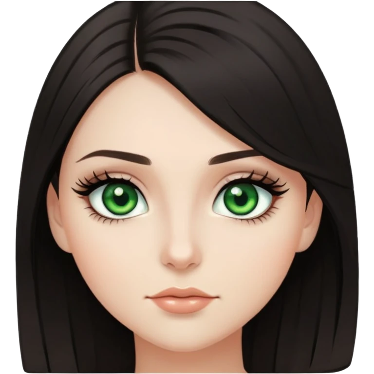 Dark hair girl with green eyes and really long dramatic eyelashes emoji