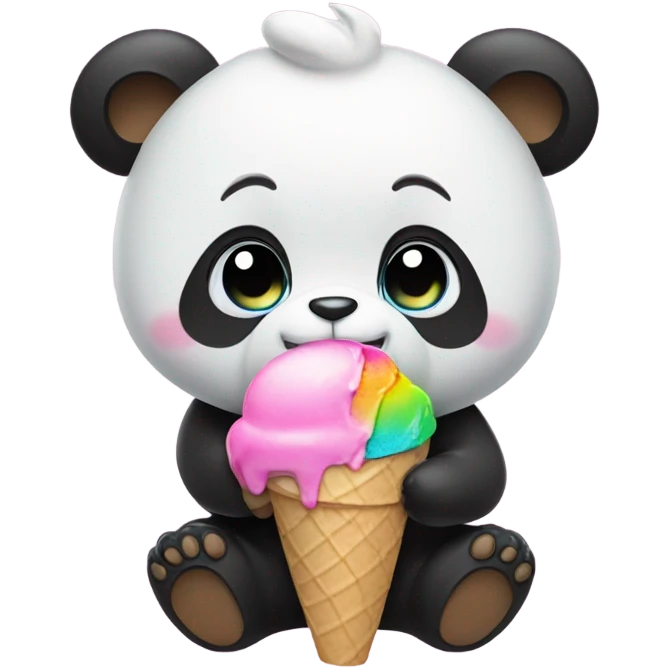 Panda eating ice cream emoji