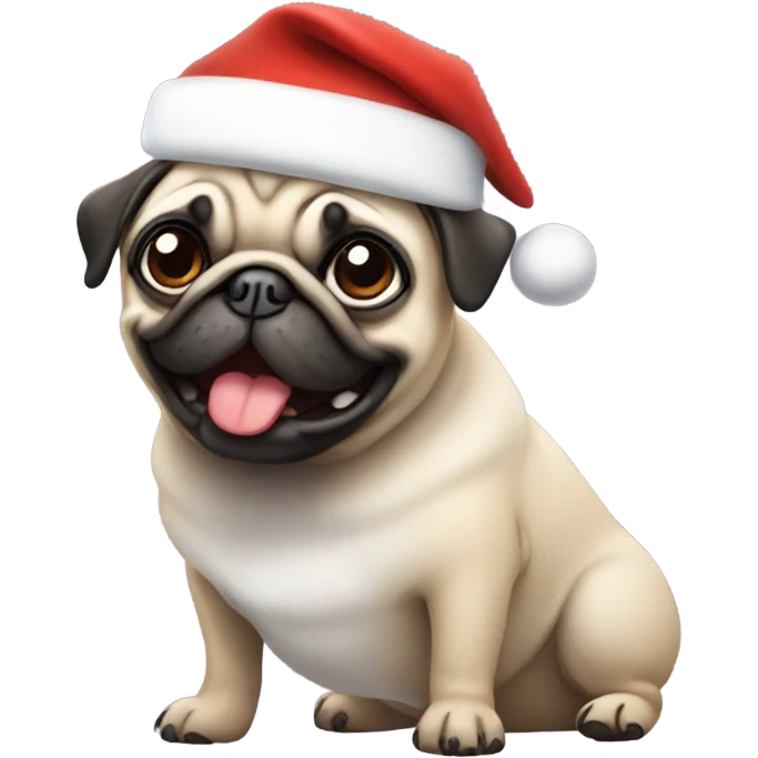 Pug wearing Santa hat emoji