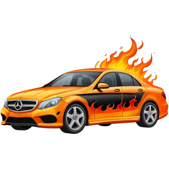 Mercedes on fire emoji