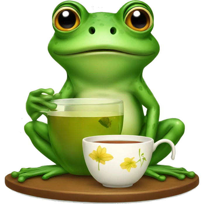 Frog with tea emoji