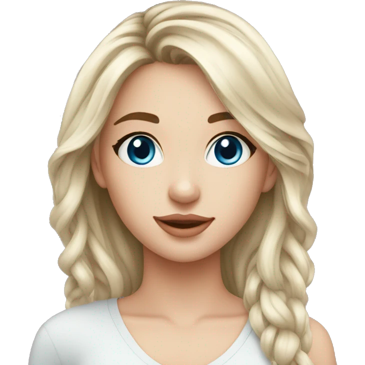 A beauty young girl, about 21 years old, blue eyes, shor hair and withe skin  emoji