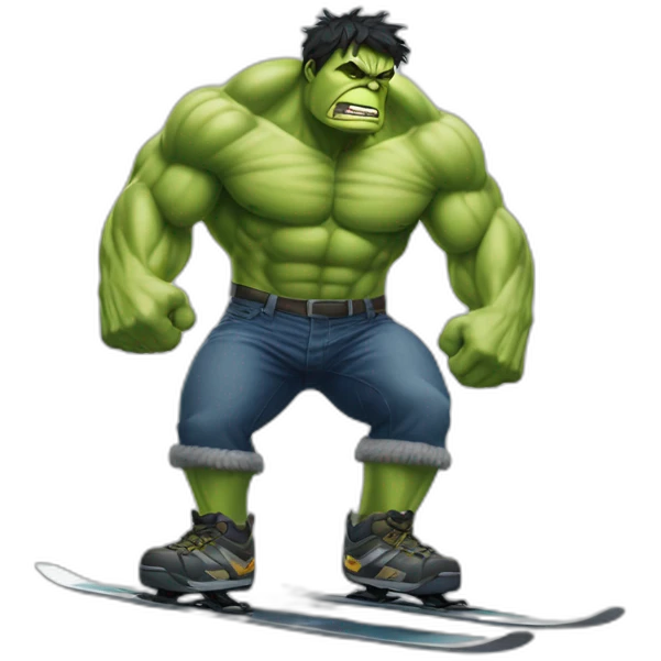 Hulk qui fait du ski alpin emoji