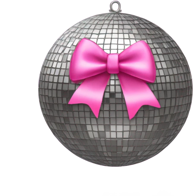 Mirrorball with pink bow on top emoji