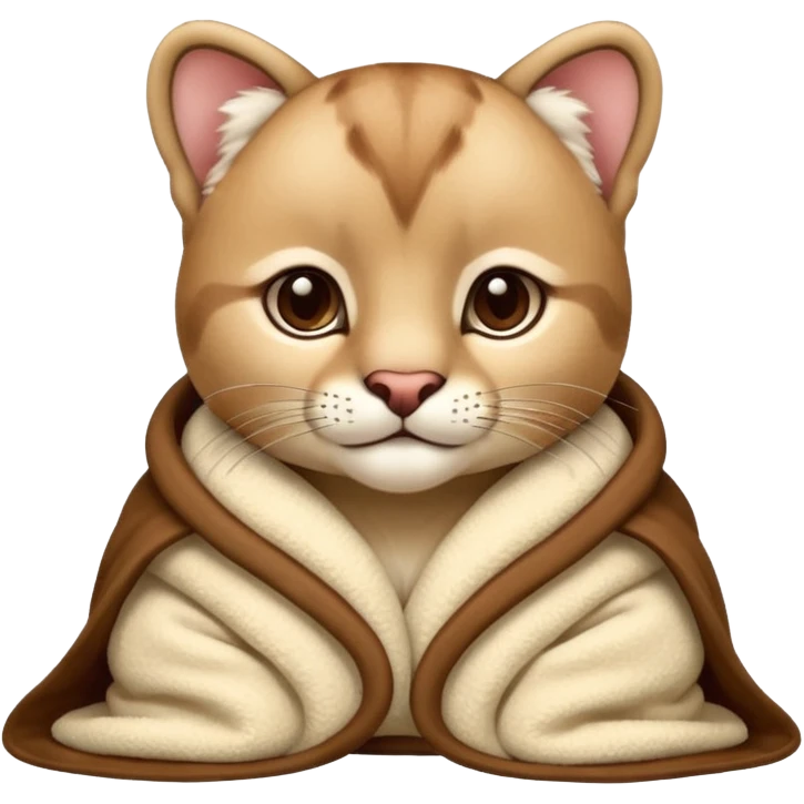 Cozy puma cougar cub in blanket emoji