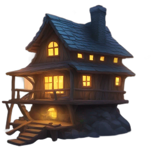 lit forest house emoji