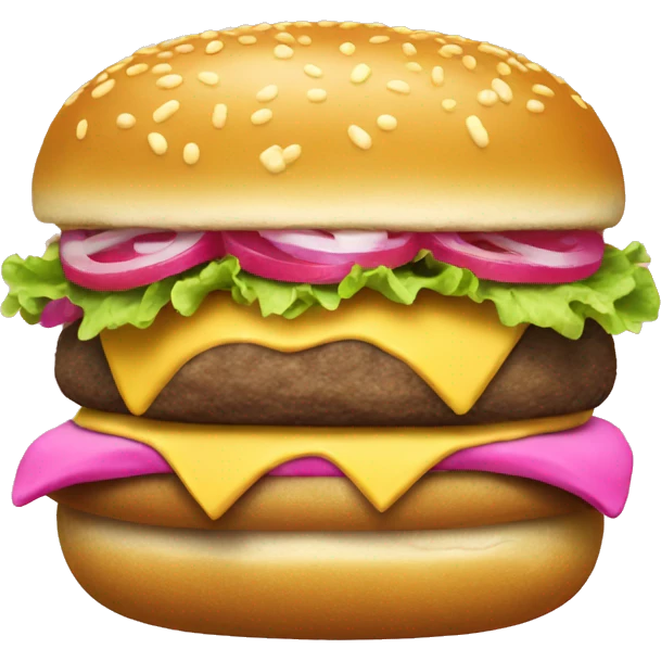 Realistic Pink and gold cheeseburger emoji
