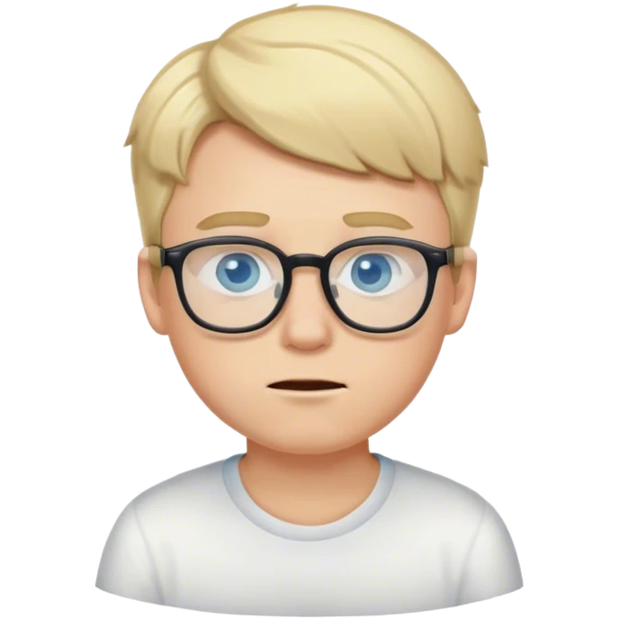 white boy with blonde hair blue eyes glasses pooping emoji