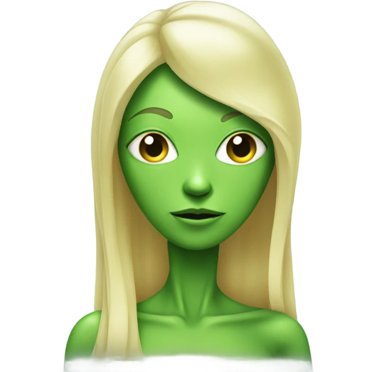 a green alien woman full body,blonde emoji