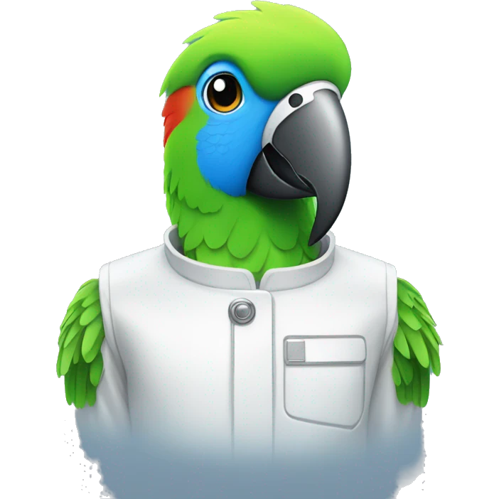 Parrot wearing a Cleanroom suit emoji