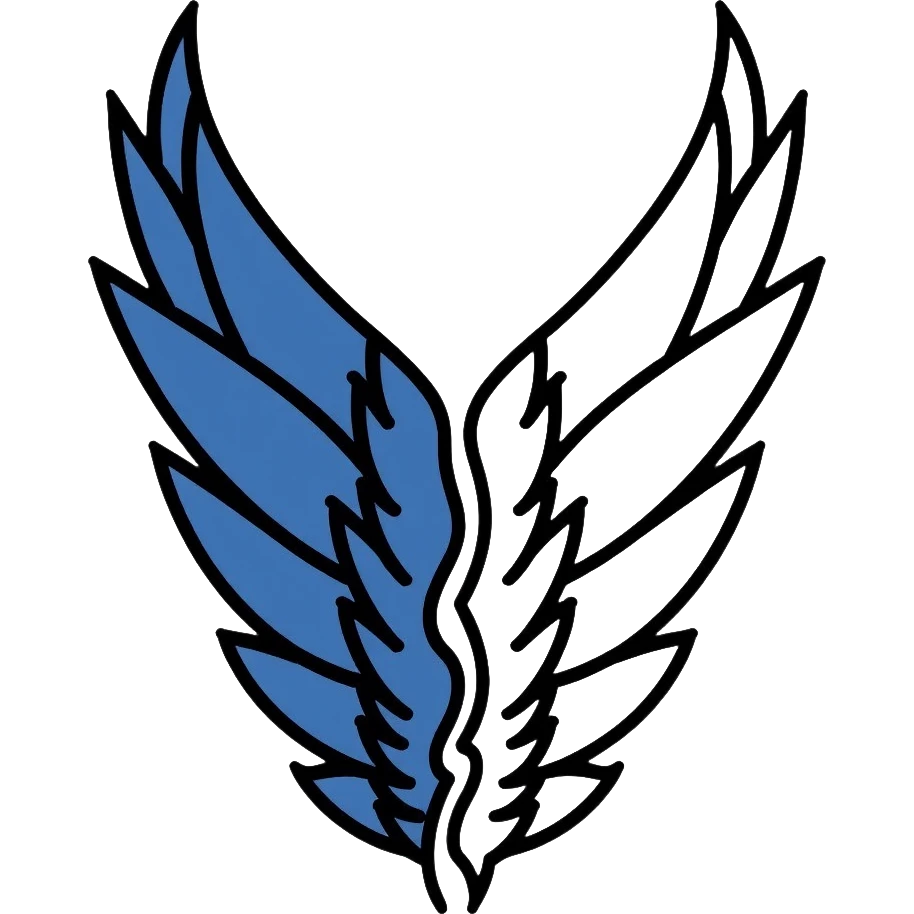 Wings of Freedom logo from Attack on Titan, overlapping blue and white wings, Survey Corps emblem emoji