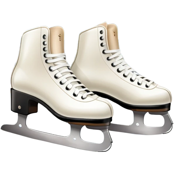 An icon featuring a pair of elegant figure skates resting on scratched, worn ice. In the background, cheering spectators fill the stands of a grand stadium, creating a vibrant atmosphere. Transparent background highlights the essence of figure skating performance emoji