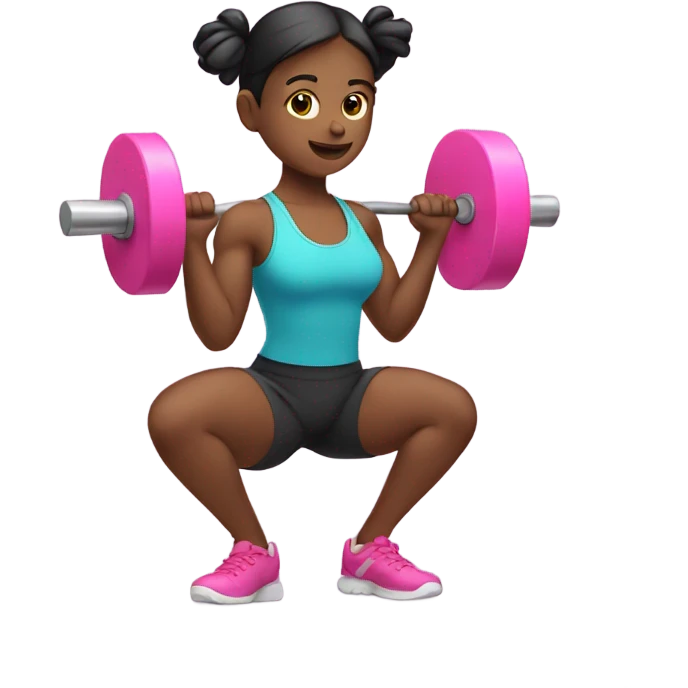 girl lifting pink weights emoji