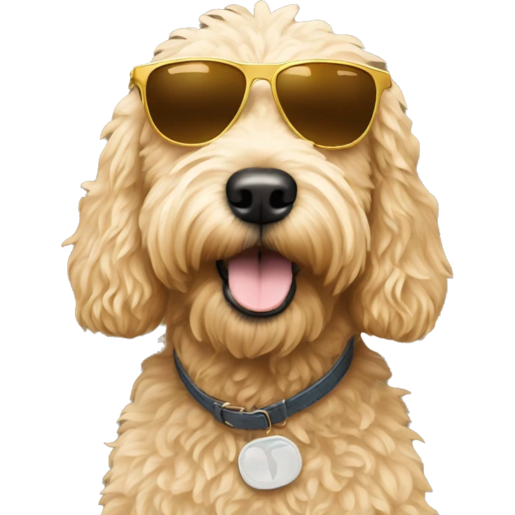 Golden doodle with sunglasses emoji