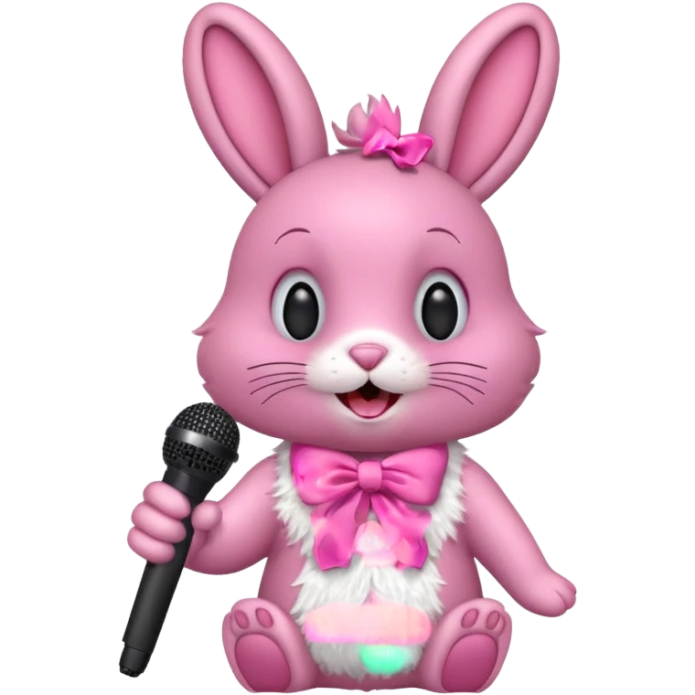pink bunnie singing , holding mic emoji