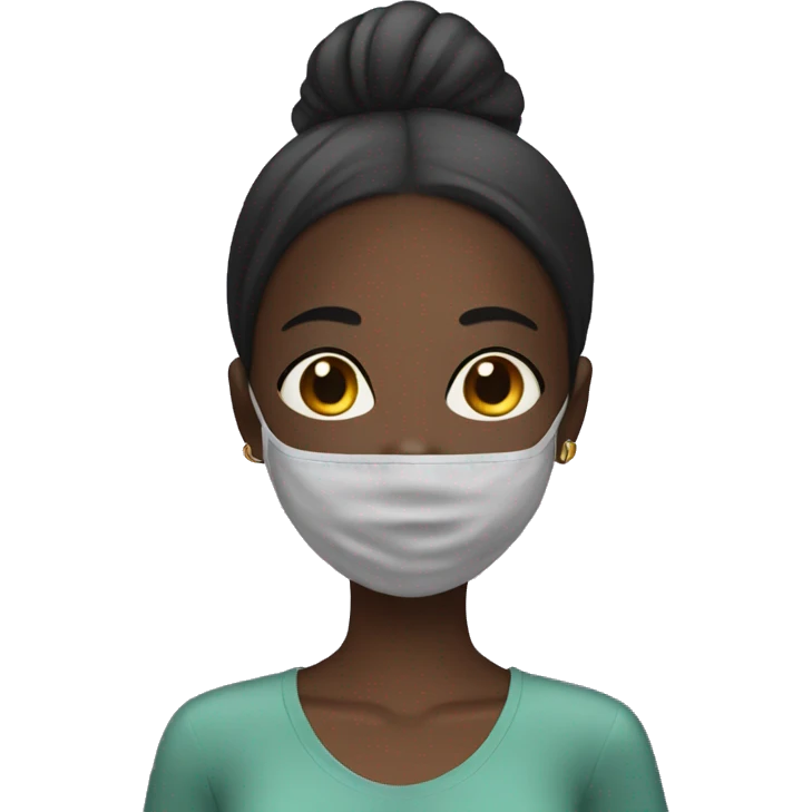 Black girl with straight hair doing a face mask emoji
