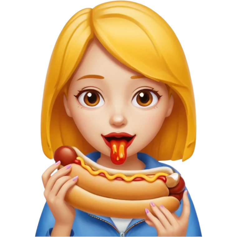 Girl sucking hotdog emoji