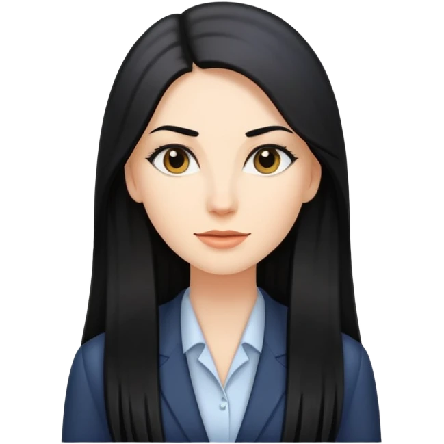 business woman long straight caucasian long black hair emoji