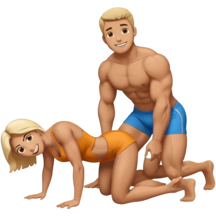 full body of man on all fours with woman’s face buried into his butt emoji