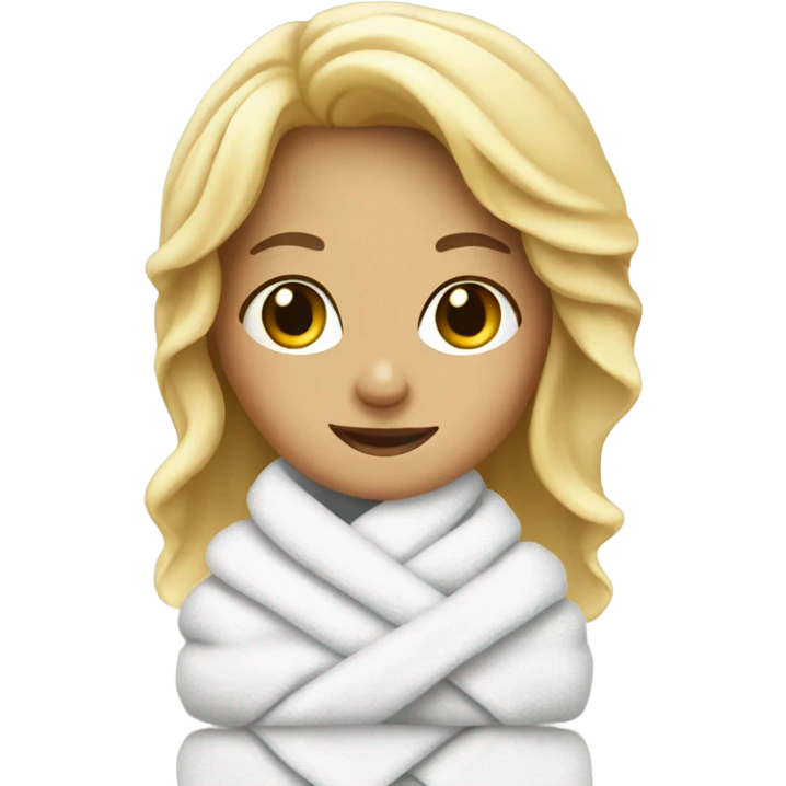 pretty blonde girl with bath towel emoji
