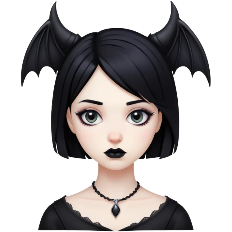 pale skin goth girl with black hair emoji