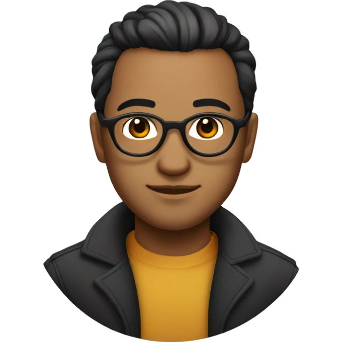 Developer Man with black ponytail, Cartier round glasses and brown eye emoji