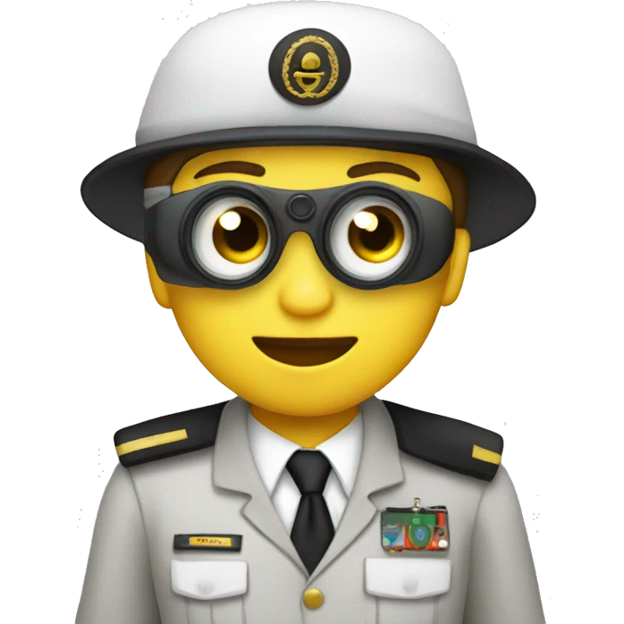 create a deck cadet wearing white uniform emoji using a binocular emoji